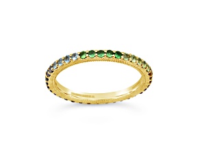 Judith Ripka 0.6ctw Round Multi Gemstone 14K Gold Clad Ring
