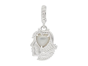 Judith Ripka 8mm Cultured Pearl and Cubic Zirconia Rhodium Over Sterling Silver "Gemini" Charm