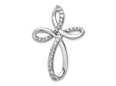 Rhodium Over 14K White Gold 1/6ct. Diamond Cross Chain Slide