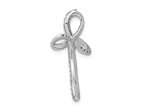 Rhodium Over 14K White Gold 1/6ct. Diamond Cross Chain Slide