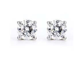 Certified White Lab-Grown Diamond E-F SI 18k White Gold Stud Earrings 0.50ctw
