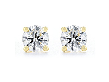 Picture of Round White IGI Certified Lab-Grown Diamond 18k Yellow Gold Stud Earrings 0.50ctw