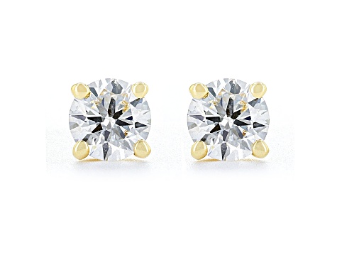 Round White IGI Certified Lab-Grown Diamond 18k Yellow Gold Stud Earrings 0.50ctw
