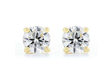 White IGI Certified Lab-Grown Diamond 18k Yellow Gold Stud Earrings 0.50ctw