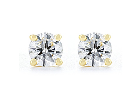 Certified White Lab-Grown Diamond E-F SI 18k Yellow Gold Stud Earrings 0.50ctw