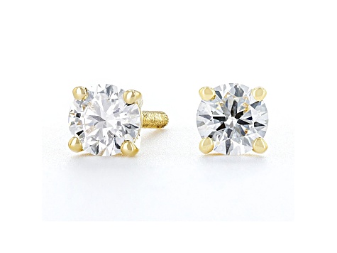White IGI Certified Lab-Grown Diamond 18k Yellow Gold Stud Earrings 0.50ctw