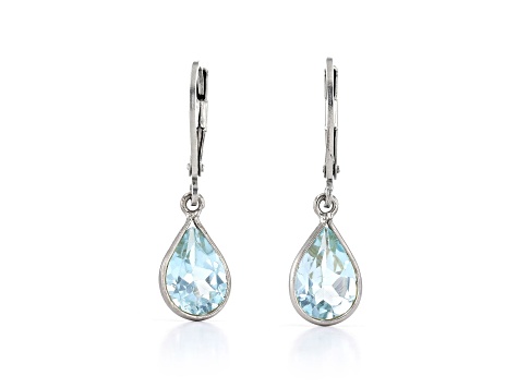 Blue Pear Shape Topaz Sterling Silver Earrings 4ct