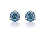 Blue Lab-Grown Diamond 14K White Gold Martini Solitaire Stud Earrings 2.00ctw