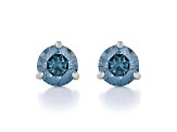 Blue Lab-Grown Diamond 14kt White Gold Martini Stud Earrings 2.00ctw