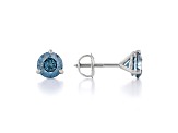 Blue Lab-Grown Diamond 14kt White Gold Martini Stud Earrings 2.00ctw