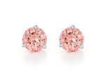 Pink Lab-Grown Diamond 14K White Gold Martini Solitaire Stud Earrings 2.00ctw