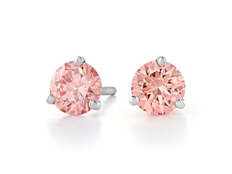 Pink Lab-Grown Diamond 14kt White Gold Martini Stud Earrings 2.00ctw