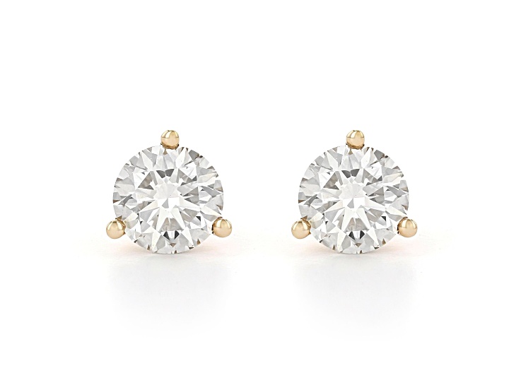 Certified White Lab-Grown Diamond H-I SI 14K Yellow Gold Martini Solitaire Stud Earrings 2.00ctw