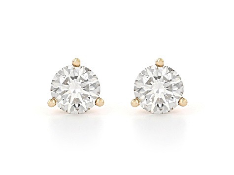 Certified White Lab-Grown Diamond H-I SI 14K Yellow Gold Martini Solitaire Stud Earrings 2.00ctw
