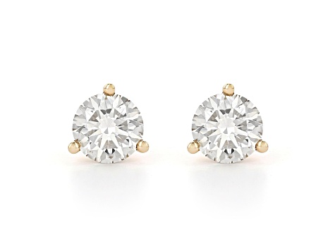 Certified White Lab-Grown Diamond H-I SI 14k Yellow Gold Martini Stud Earrings 2.00ctw