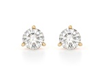 Certified White Lab-Grown Diamond H-I SI 14K Yellow Gold Martini Solitaire Stud Earrings 2.00ctw
