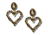 Off Park® Collection, Gold Tone Multi-Color Heart Shape Glass Crystal Dangle Earrings.