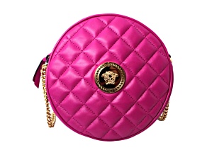 Versace La Medusa Round Quilted Leather Pink Crossbody Bag