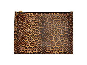 Saint Laurent Leopard Printed Calfskin Leather Medium Pouch