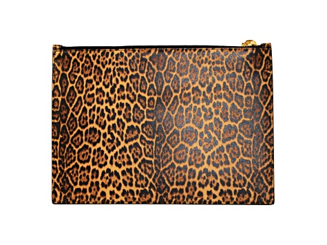 Saint Laurent Leopard Printed Calfskin Leather Medium Pouch