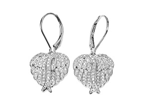 White Cubic Zirconia Rhodium Over Sterling Silver Angel Wing Earrings 0.84ctw