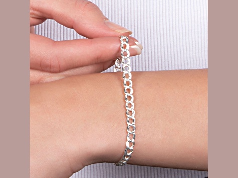Silver Charm Link Chain Bracelet Size - 7.5 Inches - 1F1NSC | JTV