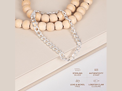 Silver Charm Link Chain Bracelet Size - 7.5 Inches - 1F1NSC | JTV