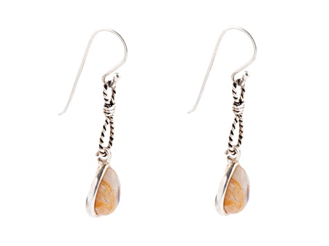 Barse Jewelry Astro Wood Opal Sterling Silver Drop Earrings