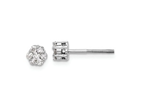 Rhodium Over 10k White Gold 5mm 0.25ctw Diamond Cluster Stud Earrings
