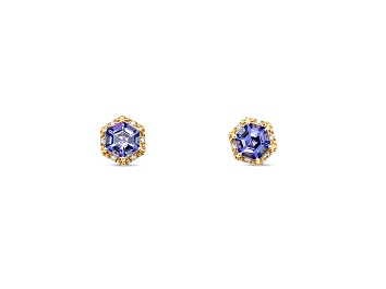Picture of 14K Yellow Gold 6.5x6.5 Hexagon and Diamond Earrings 2.62ctw.