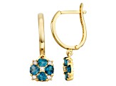 London Blue Topaz with Diamond Accent 10K Yellow Gold Dangle Earrings 0.92ctw