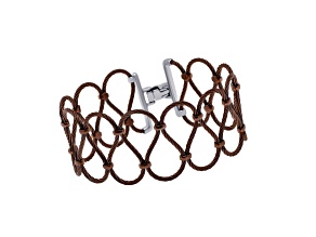 Stainless Steel Brown Cable Loops Stationary Bracelet