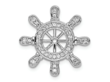 Picture of Rhodium Over 14k White Gold Diamond Ship Wheel Pendant