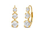 White Cubic Zirconia 14k Yellow Gold Earrings With Velvet Gift Box 2.00ctw