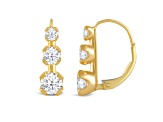 White Cubic Zirconia 14k Yellow Gold Earrings With Velvet Gift Box 2.00ctw