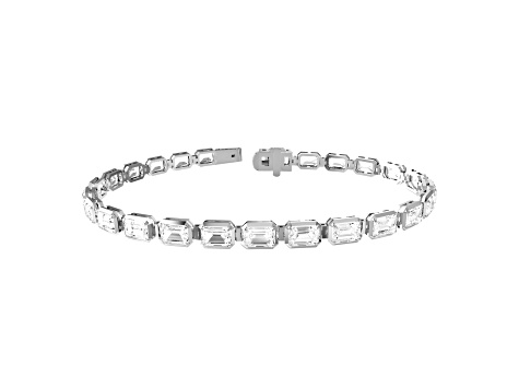 14k White Gold 11ctw Oval Cut Lab Grown Diamond fancy Tennis Bracelet 7" VVS-VS, E-F