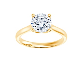 Certified White Lab-Grown Diamond F VS-SI 14K Yellow Gold Tulip Setting Solitaire Ring 2.10ctw