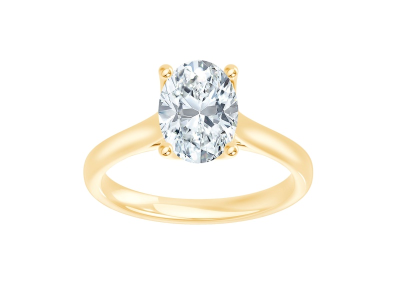 Certified White Lab-Grown Diamond F VS-SI 14K Yellow Gold Tulip Setting Solitaire Ring 2.10ctw