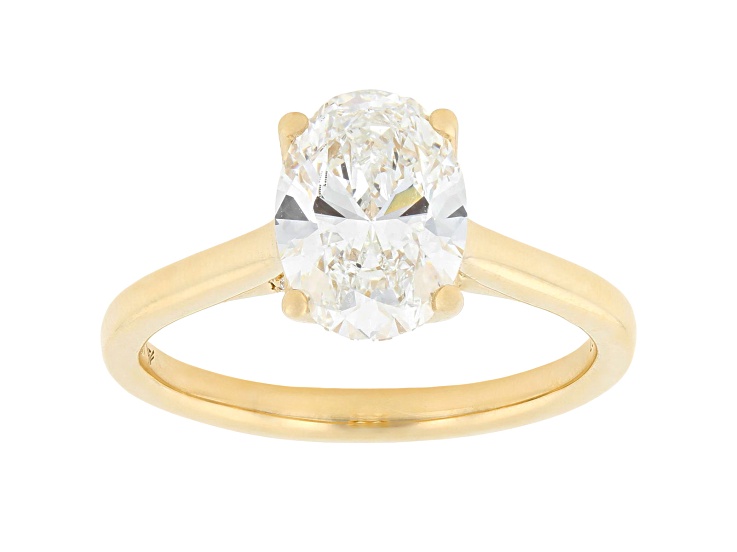 Certified White Lab-Grown Diamond F VS-SI 14K Yellow Gold Tulip Setting Solitaire Ring 2.10ctw