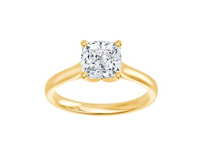 Certified White Lab-Grown Diamond F VS-SI 14K Yellow Gold Tulip Setting Solitaire Ring 2.10ctw