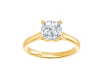 Certified White Lab-Grown Diamond F VS-SI 14K Yellow Gold Tulip Setting Solitaire Ring 2.10ctw