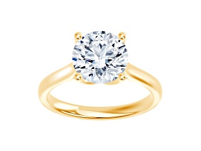Certified White Lab-Grown Diamond F VS-SI 14K Yellow Gold Tulip Setting Solitaire Ring 3.10ctw