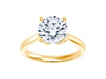 Certified White Lab-Grown Diamond F VS-SI 14K Yellow Gold Tulip Setting Solitaire Ring 3.10ctw
