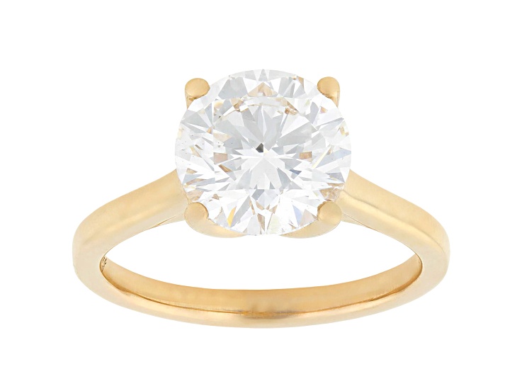 Certified White Lab-Grown Diamond F VS-SI 14K Yellow Gold Tulip Setting Solitaire Ring 3.10ctw