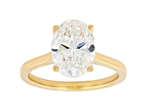 Certified White Lab-Grown Diamond F VS-SI 14K Yellow Gold Tulip Setting Solitaire Ring 3.10ctw