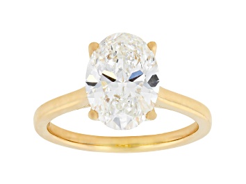 Picture of Certified White Lab-Grown Diamond F VS-SI 14K Yellow Gold Tulip Setting Solitaire Ring 3.10ctw