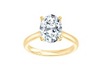 Certified White Lab-Grown Diamond F VS-SI 14K Yellow Gold Tulip Setting Solitaire Ring 3.10ctw