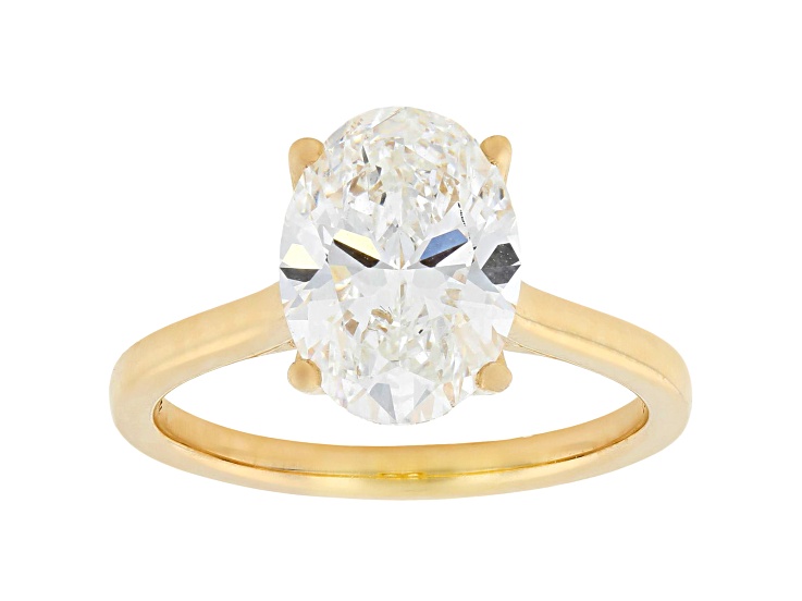 Certified White Lab-Grown Diamond F VS-SI 14K Yellow Gold Tulip Setting Solitaire Ring 3.10ctw