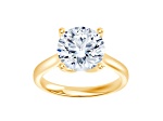 Certified White Lab-Grown Diamond F VS-SI 14K Yellow Gold Tulip Setting Solitaire Ring 4.10ctw