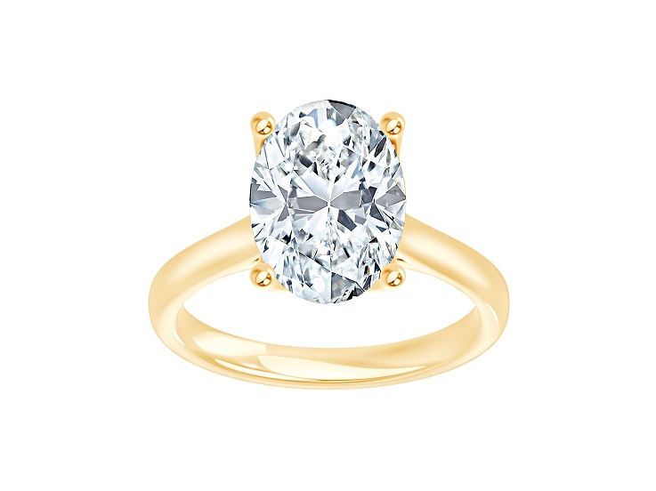 Certified White Lab-Grown Diamond F VS-SI 14K Yellow Gold Tulip Setting Solitaire Ring 4.10ctw